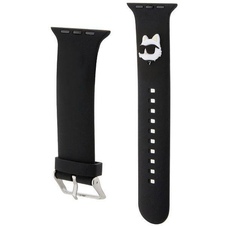 Strap for APPLE WATCH 4 / 5 / 6 / 7 / 8 / SE / ULTRA (42 / 44 / 45 / 49 MM) Karl Lagerfeld Strap 3D Rubber Choupette Head (KLAWLSLCNK) black