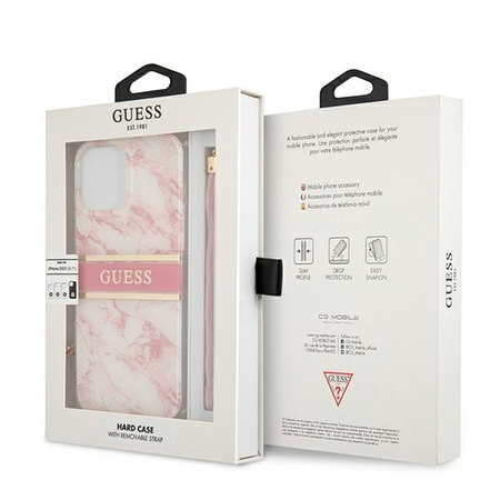 Guess GUHCP13XKMABPI iPhone 13 Pro Max 6,7" różowy/pink hardcase Marble Strap Collection