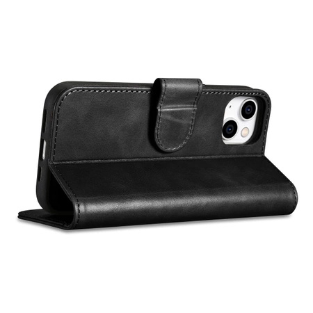 iCarer Oil Wax Wallet Case 2in1 Case iPhone 14 Leder Flip Cover Anti-RFID schwarz (WMI14220721-BK)