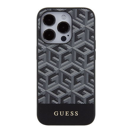 Guess nakładka do iPhone 15 Pro 6,1&quot; GUHMP15LHGCFSEK HC MAGSAFE GCUBE PU STRIPE czarna