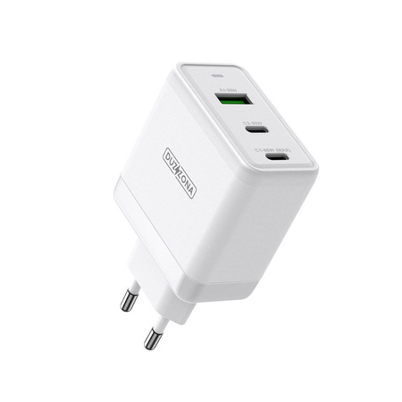 Duzzona 3-Port GaN Ladegerät 2 x USB Typ C + USB 65W PD QC3.0 weiß (T1)