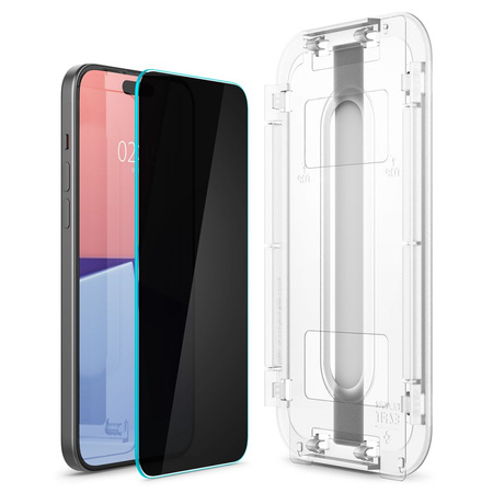 GEHÄRTETES GLAS Spigen GLAS.TR „EZ FIT“ 2ER-PACK IPHONE 15 PLUS DATENSCHUTZ