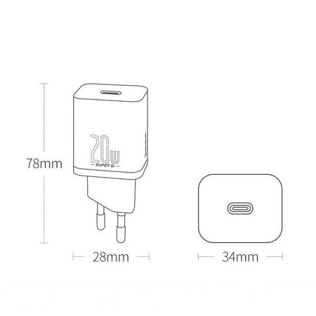 Baseus Super Si 1C szybka ładowarka USB Typ C 20 W Power Delivery biały (CCSUP-B02)