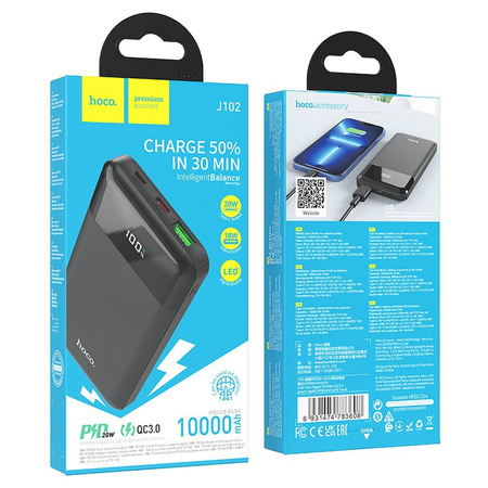 HOCO powerbank 10000 mAh PD QC3.0 3A 20W J102 czarny