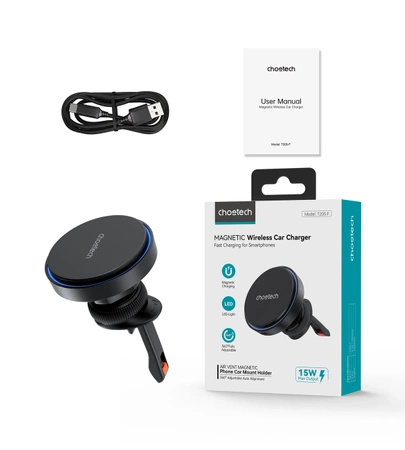 Choetech T205-F magnetic holder with 15 W inductive charger - black