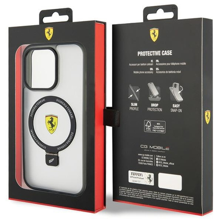 Ferrari FEHMP15XUSCAH iPhone 15 Pro Max 6,7&quot; transparentes Hardcase Ring Stand 2023 Kollektion MagSafe