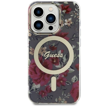 Guess GUHMP14LHCFWSA iPhone 14 Pro 6.1" zielony/khaki hardcase Flower MagSafe