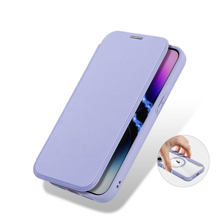 iPhone 15 Pro Max Magnetic MagSafe Flip Case Dux Ducis Skin X Pro - Purple