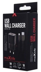 Ładowarka sieciowa zasilacz 1A Maxlife +kabel Micro USB czarna