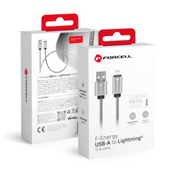 FORCELL kabel USB do iPhone Lightning 8-pin 2,4A 12W Metal C236 1m srebrny