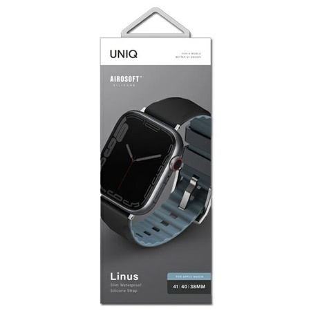 UNIQ pasek Linus Apple Watch Series 4/5/6/7/8/SE/SE2 38/40/41mm. Airosoft Silicone czarny/midnight black