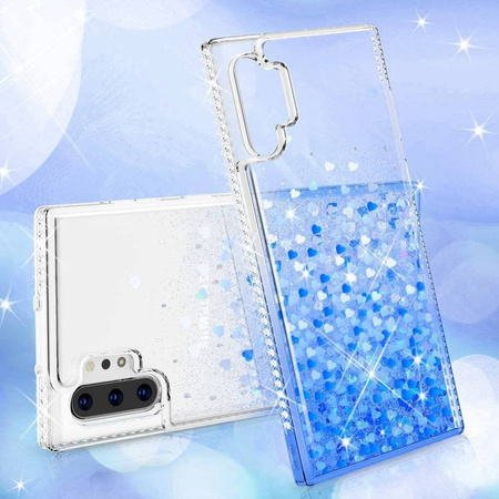 Etui SAMSUNG GALAXY S21+ PLUS Diamond Liquid Przelewany Brokat niebieskie