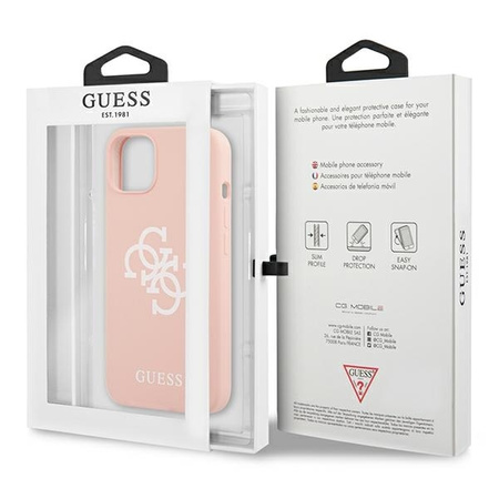 Guess GUHCP13SLS4GWPI iPhone 13 mini 5,4 &quot;pink / pink hard case Silicone 4G Logo