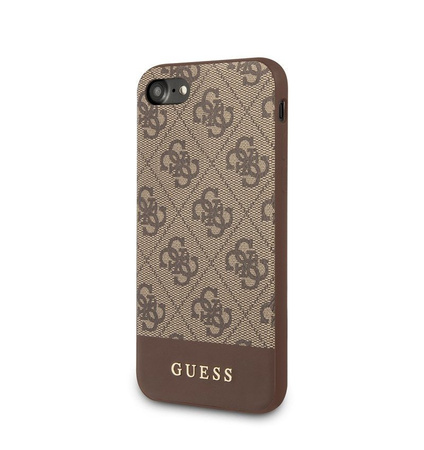 Guess 4G Bottom Stripe Collection - Etui iPhone SE 2020 / 8 / 7 (brązowy)