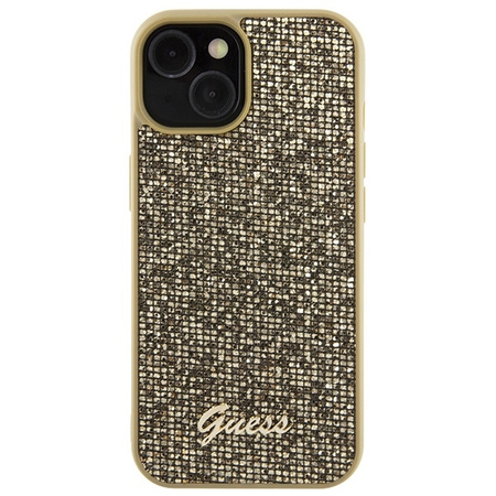 Guess Disco Metal Script case for iPhone 15 - gold