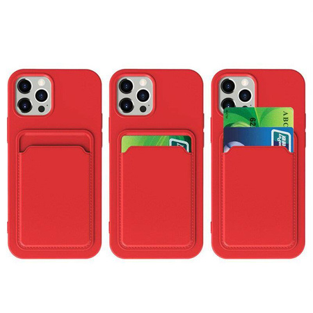 Card Case silicone wallet case with card holder documents for Samsung Galaxy A72 4G red