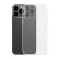 Baseus Frosted Glass Case etui pokrowiec do iPhone 13 Pro Max sztywna obudowa z żelową ramką przezroczysty (ARWS000202)