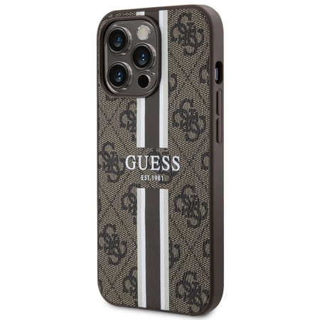 Guess GUHMP13LP4RPSW iPhone 13 Pro / 13 6.1" brązowy/brown hardcase 4G Printed Stripes MagSafe