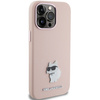 Karl Lagerfeld Silicone Choupette Metal Pin case for iPhone 15 Pro - pink