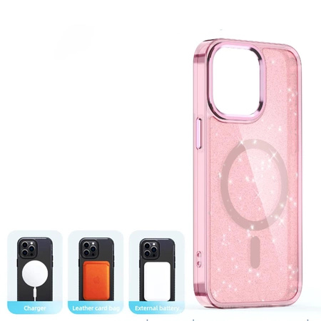 Glitter Case MagSafe for iPhone 16 Pro Max - pink with glitter