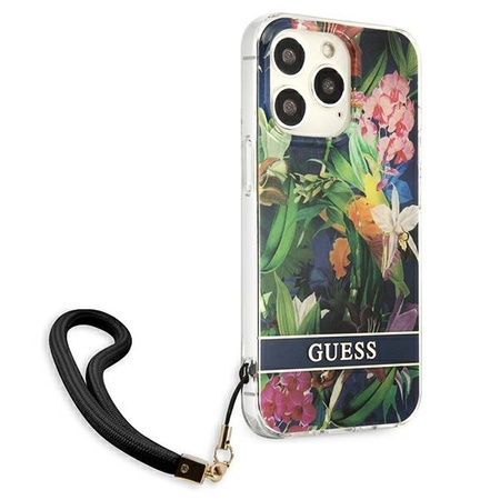 Case IPHONE 13 PRO MAX Guess Hardcase Flower Strap (GUHCP13XHFLSB) blue