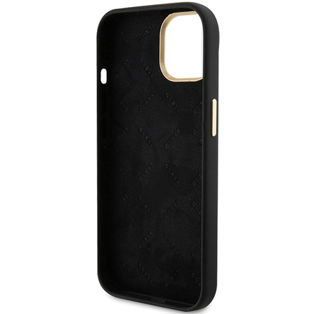 Guess Silicone Script Metal Logo &amp; Frame case for iPhone 15 - black