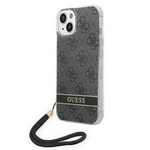 Original Handyhülle IPHONE 14 PLUS Guess Hardcase 4G Print Strap (GUOHCP14MH4STK) schwarz