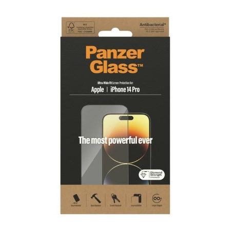 Tempered Glass 5D IPHONE 14 PRO PanzerGlass Ultra-Wide Fit Screen Protection Antibacterial (2772)