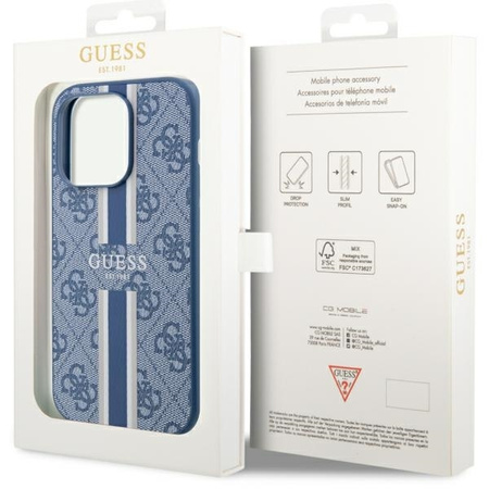 Guess GUHMP14LP4RPSB iPhone 14 Pro 6.1" niebieski/blue hardcase 4G Printed Stripes MagSafe