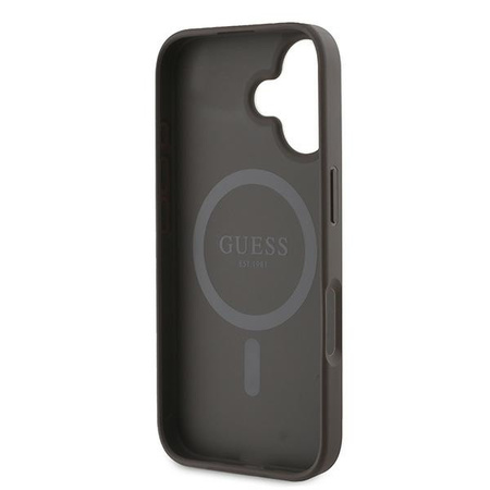 GUESS futerał do IPHONE 16 Plus kompatybilny z MagSafe GUHMP16MP4RPSW (4G Pronted Stripes) brązowy