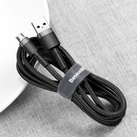 Baseus Cafule Cable - Dwustronny kabel połączeniowy micro USB na USB QC 3.0, 2.4 A, 1 m (szary/czarny)