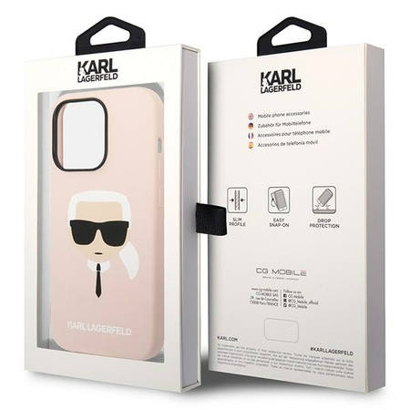 Karl Lagerfeld KLHMP14XSLKHLP iPhone 14 Pro Max 6,7" hardcase jasnoróżowy/light pink Silicone Karl`s Head Magsafe