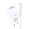 Ładowarka Sieciowa 5V/3A (2x USB) + Kabel 1m (USB - iPhone Lightning) Jokade Liangzi Dual Port Smart Charger Set (JB024) biały