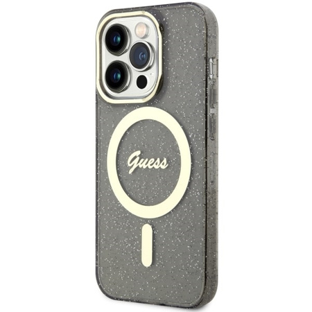 Guess GUHMP14LHCMCGK iPhone 14 Pro 6.1" black/black hardcase Glitter Gold MagSafe