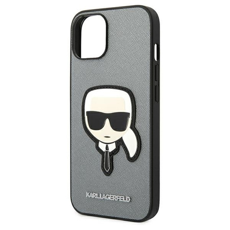 Karl Lagerfeld Saffiano Karl Head Patch Case – Etui iPhone 14 Plus (srebrny)