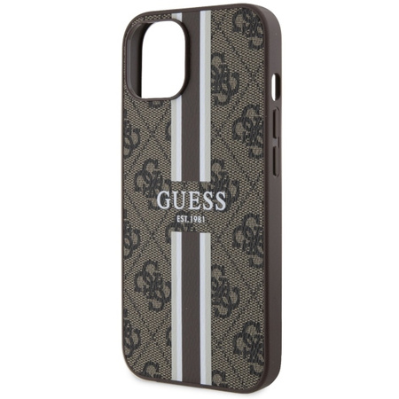 Guess GUHMP14SP4RPSW iPhone 14 6,1&quot; braun/braunes Hardcase 4G bedruckte Streifen MagSafe