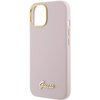 Guess Silicone Script Metal Logo &amp; Frame case for iPhone 15 - pink