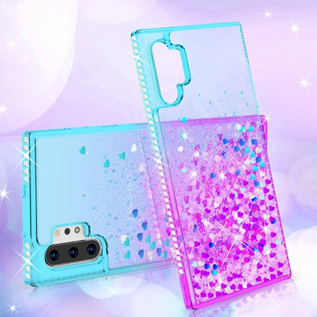 Etui IPHONE 12 MINI Diamond Liquid Przelewany Brokat niebiesko-fioletowe