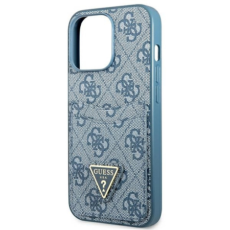 Schutzhülle IPHONE 13 PRO Guess Hardcase 4G Triangle Logo Cardslot (GUHCP13LP4TPB) blau