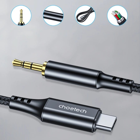 Choetech AUX006 USB-C / 3,5-mm-Miniklinkenkabel 1 m – Schwarz