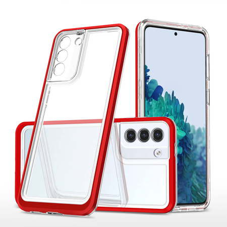 Clear 3in1 case for Samsung Galaxy S23 silicone cover with frame red