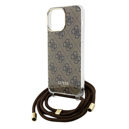 Guess nakładka do iPhone 15 Pro 6,1&quot; GUHCP15LHC4SEW HC CROSSBODY CORD 4G PRINT brązowa