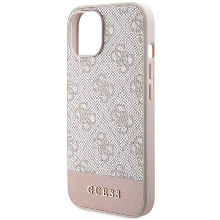 Guess nakładka do iPhone 15 Pro Max 6,7&quot; GUHCP15SG4GLPI HC PC/TPU 4G PU BOTTOM STRIPE różowa