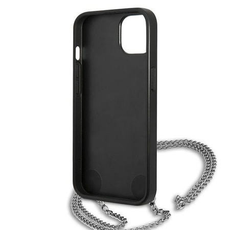 Original Case IPHONE 13 MINI Karl Lagerfeld Hardcase Leather Textured And Chain (KLHCP13SPMK) black