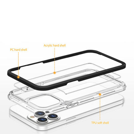 Clear 3in1 case for iPhone 14 silicone cover with frame black