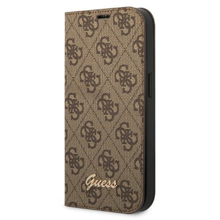 Guess 4G Metal Camera Outline Booktype Case - Etui iPhone 14 (brązowy)