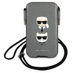 Karl Lagerfeld Handtasche KLHCP12MOPHKCG 6,1 &quot;grau / graues Hardcase Saffiano Ikonik Karl &amp; Choupette Head