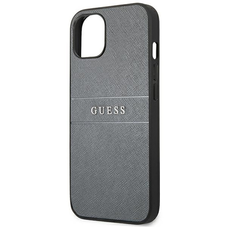 Guess nakładka do iPhone 13 Mini 5,4&quot; GUHCP13SPSASBGR szary Saffiano Strap