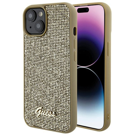 Guess Disco Metal Script case for iPhone 15 - gold