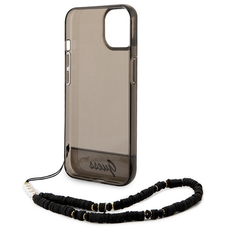 Original Case IPHONE 14 Guess Hardcase Translucent Pearl Strap black